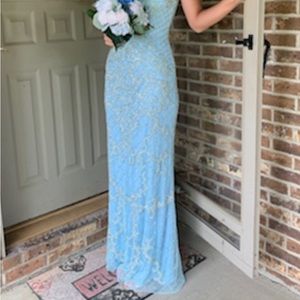 Powder Blue, beautifully beaded gown